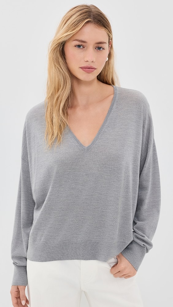 Dree V Neck Sweater - Heather Grey