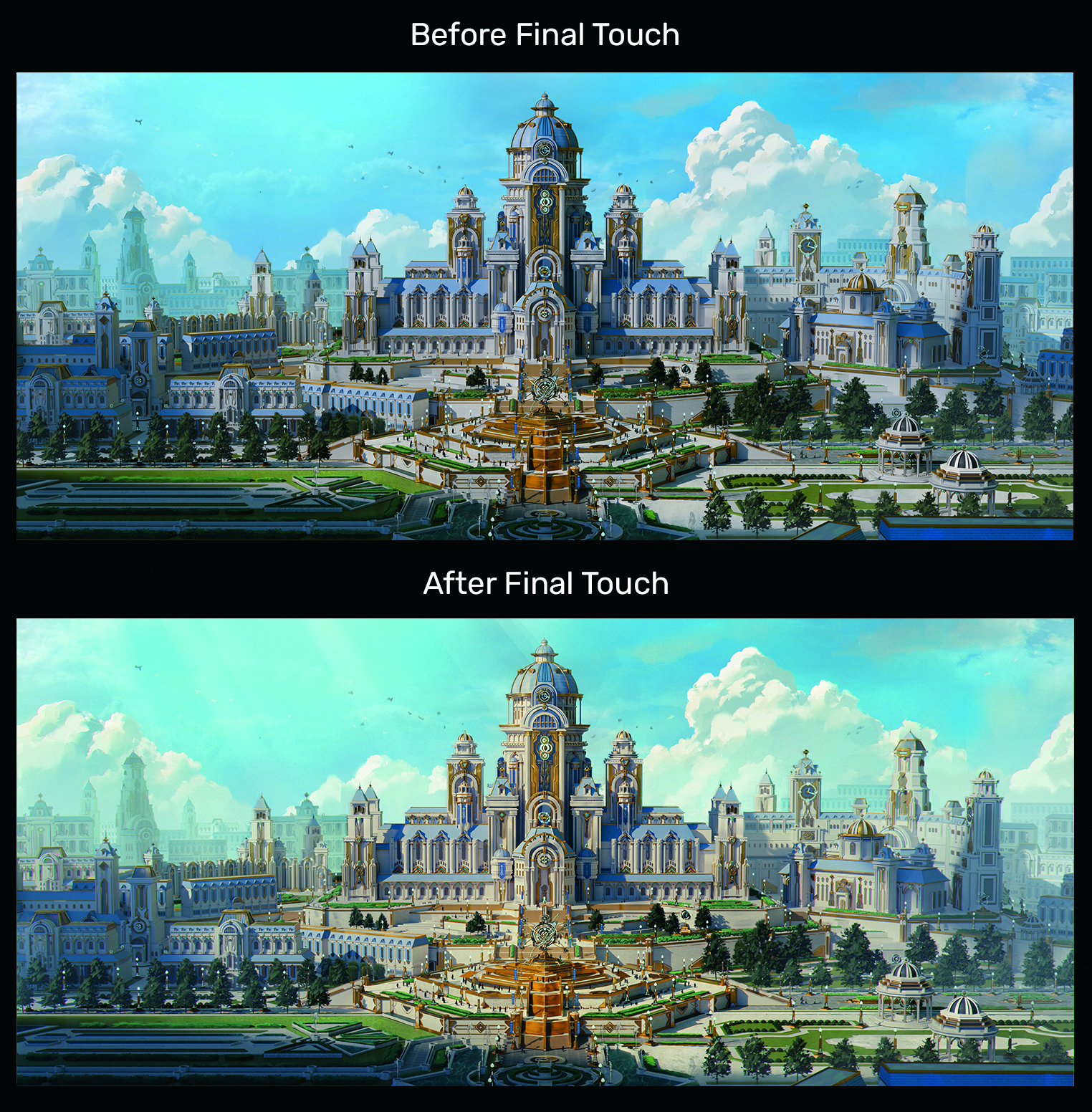 Illustration of a fantasy castle made in 3D