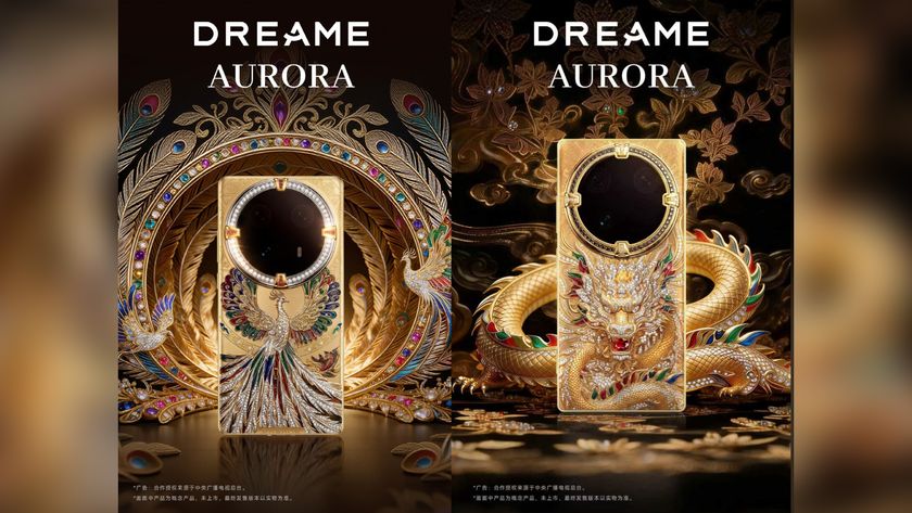 A screenshot of two gold-plated smartphones. 