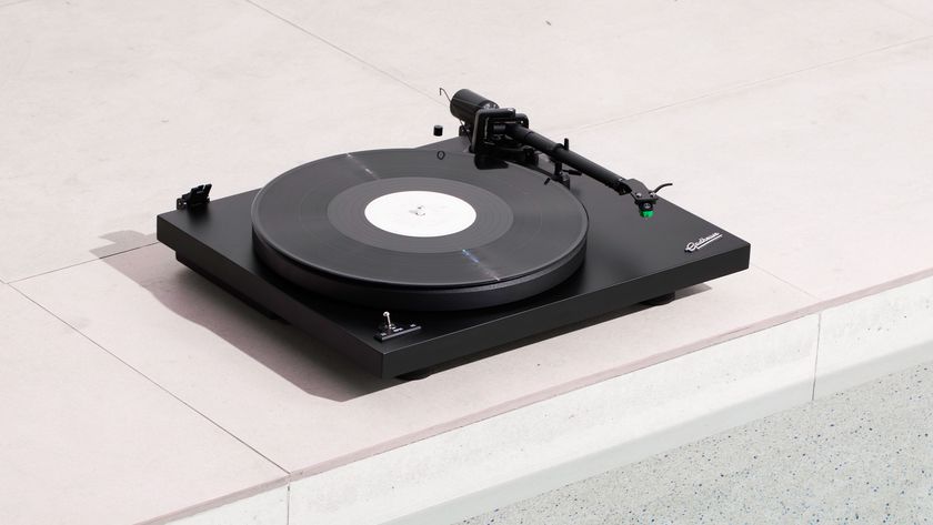 The Gadhouse Mathis turntable on a white surface