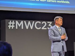 Huawei's Dr Peter Zhou, on stage at MWC 2023