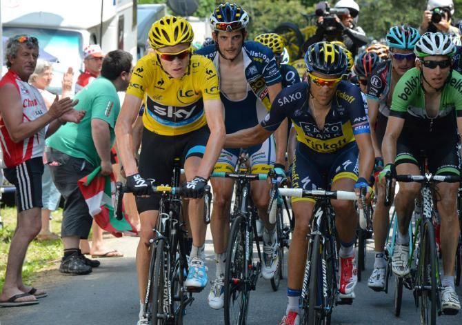 Chris Froome (Sky) and former Tour champion Alberto Contador (Saxo-Tinkoff)
