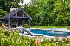 biggest gardening mistakes for the summer months; swimming pool and pool house in garden by Richardson & Associates Landscape Architecture 