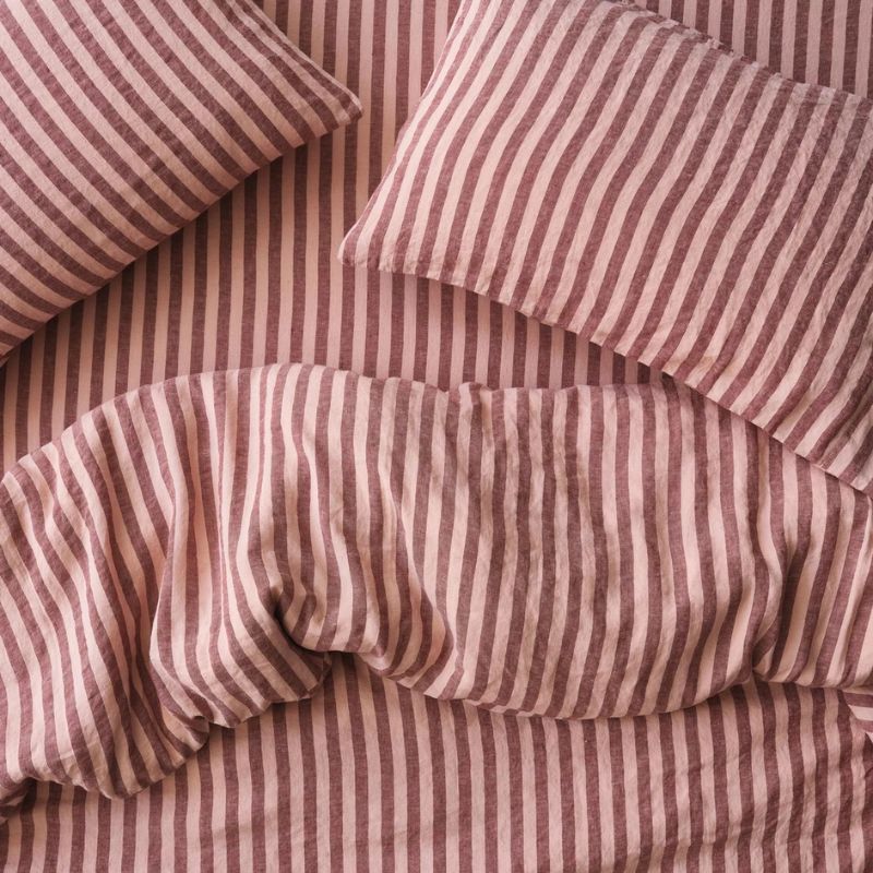 pink striped bedding set