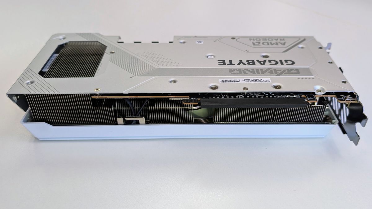 Gigabyte Radeon RX 9070 XT Gaming OC Ice 16GB from below