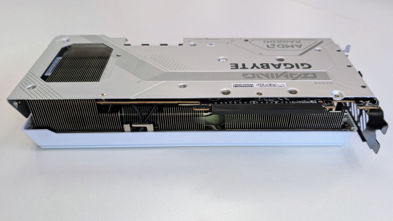 Gigabyte Radeon RX 9070 XT Gaming OC Ice 16GB from below
