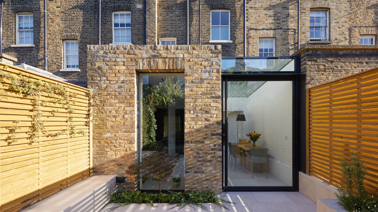 exterior of half brick half glass extension