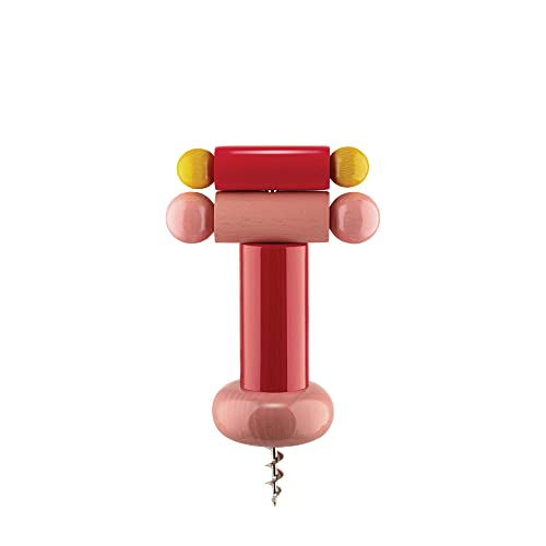 Alessi Un Brindisi Disegnato Ad Arte Es17 2 - Design Corkscrew in Beech, Red, Yellow and Pink Wood