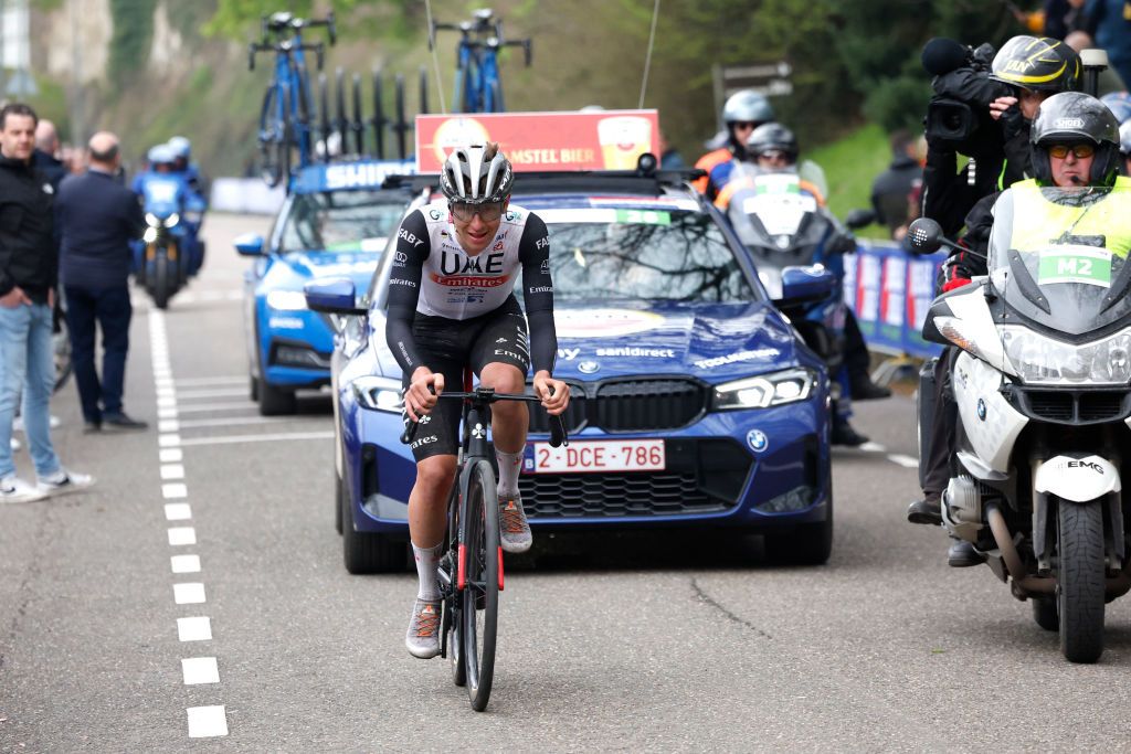 Tadej Pogačar on the attack during Amstel Gold Race