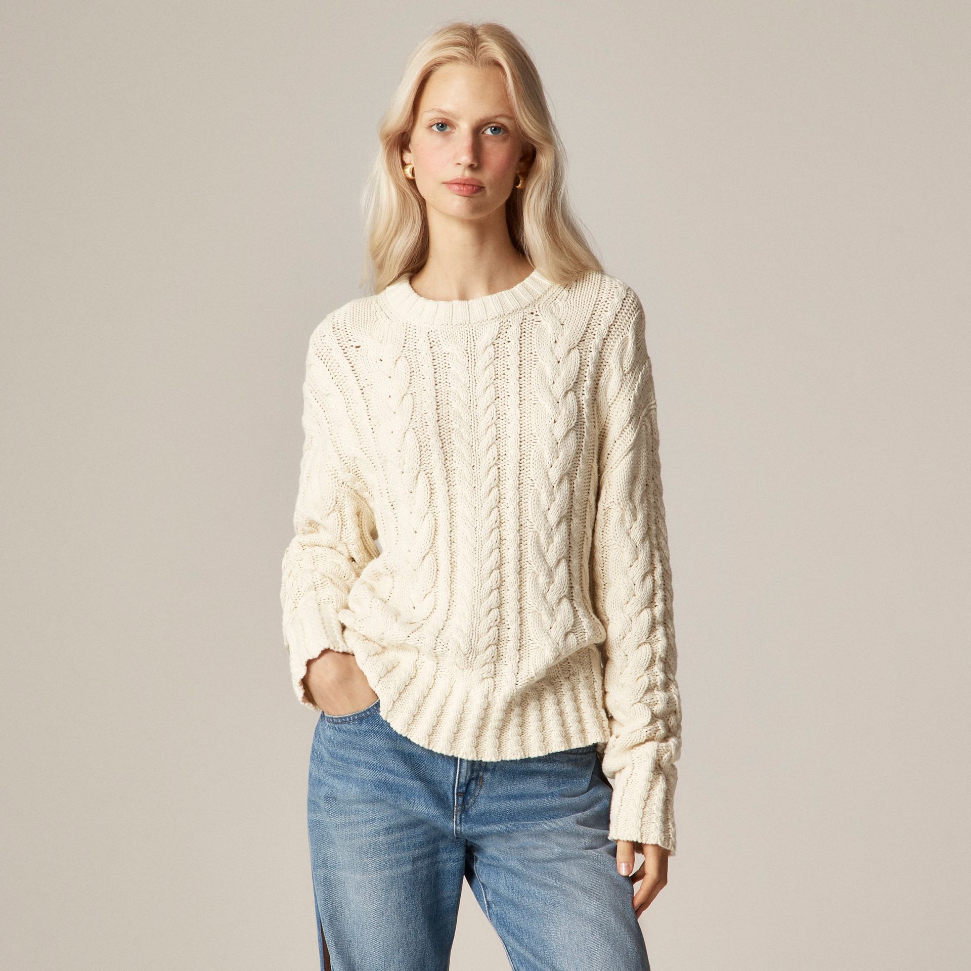 Cable-Knit Crewneck Sweater