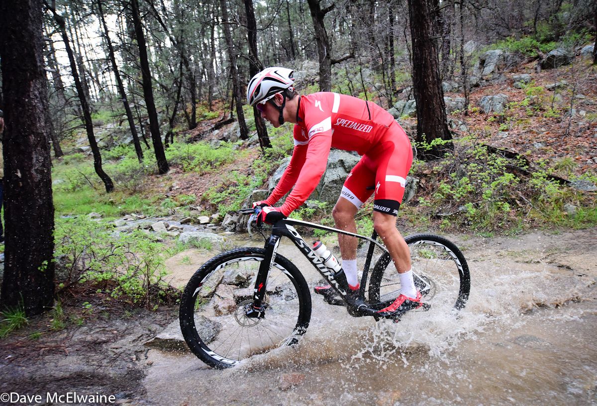 Sam Gaze (Specialized) making a stream crossing