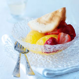 Cheat's Peach sorbet with Muscat and Almond Tuiles