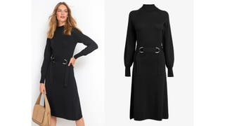 Next black belted midi dress