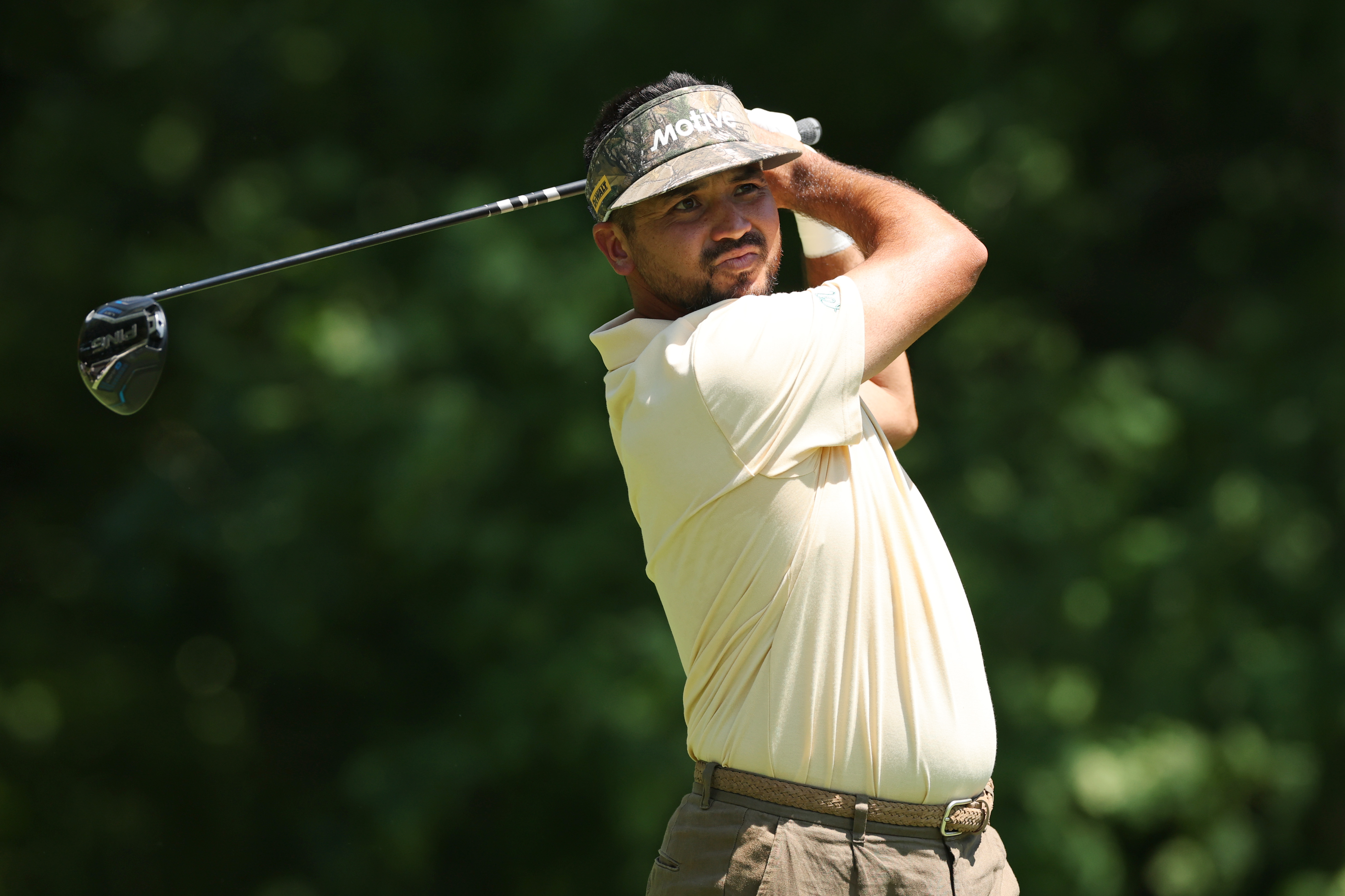 Jason Day hits a driver off the tee