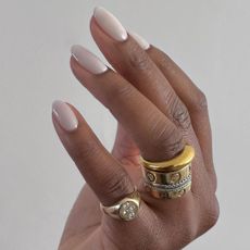 A Bio Sculpture manicure in Seafoam, worn by Julia Diogo