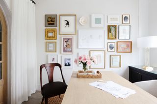 A home office with lots of artworks