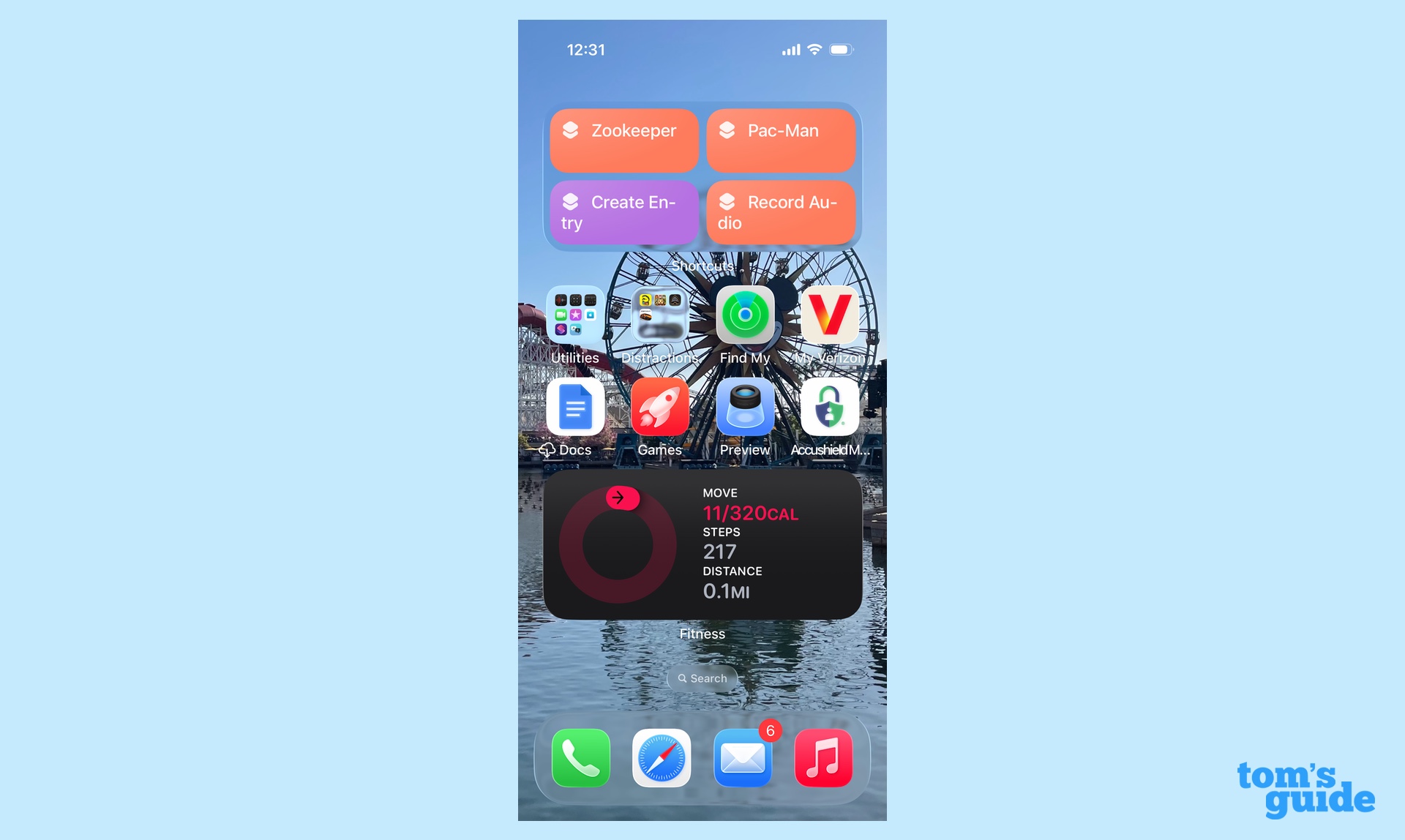 tappable shortcut to launch game and focus mode on iPhone