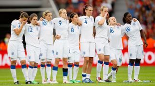 LEVERKUSEN, GERMANY - JULY 09: Players of England react after a missed penalty shot against France during the FIFA Women's World Cup 2011 Quarter Final match between England and France at the FIFA Women's World Cup Stadium Leverkusen on July 9, 2011 in Leverkusen, Germany.