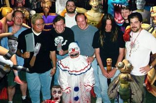 The core CarnEvil team posing with their creations, from left to right: Sam Crider, Martin Martinez, Scott Pikulski, Martin Murphy, Jack E. Haeger, Sam Zehr, Jason Blochowiak, and Rowan Atalla. Not pictured but just as crucial to the production were Kevin Quinn and Chris Bobrowski. (Image source: Greely Valley Cemetery) 