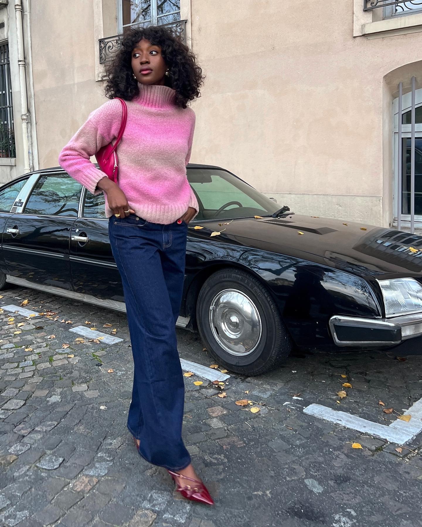 @emmanuellek_ wearing one of the loose indigo denim outfits.