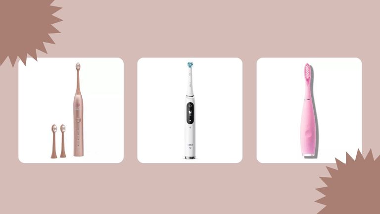 three of w&h's best electric toothbrush deals picks on a taupe background