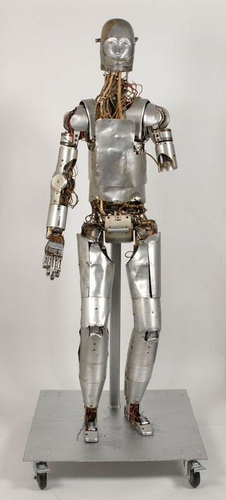 NASA’s life-size robot dummy could simulate 35 basic human motions and was equipped with torque sensors at each joint to gather data on forces imposed on the body by a pressurized spacesuit.