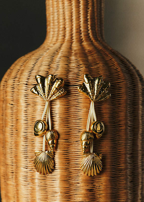 Ezra Earrings - Gold / Ecru - Majority Recycled Brass - Sézane