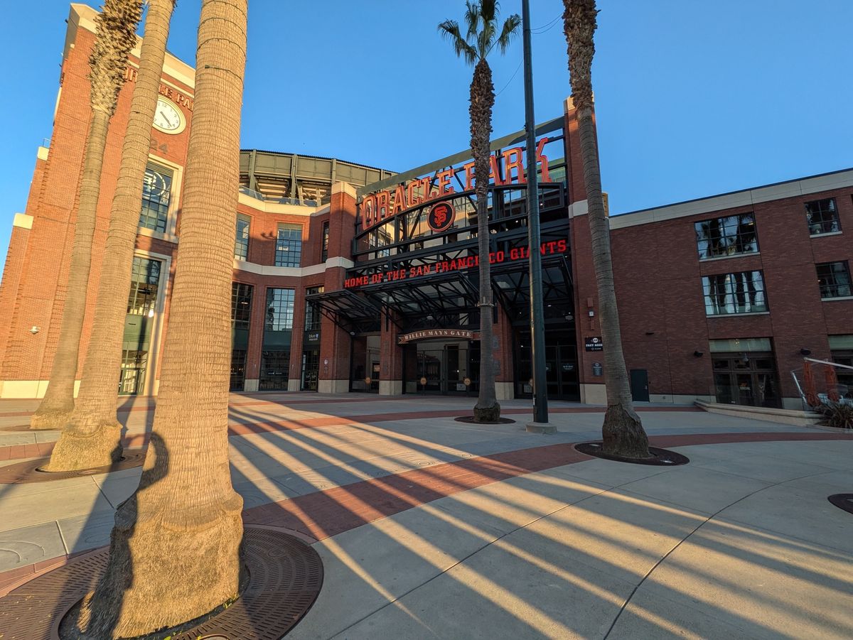 Oracle Park plaza shot by Pixel 8a