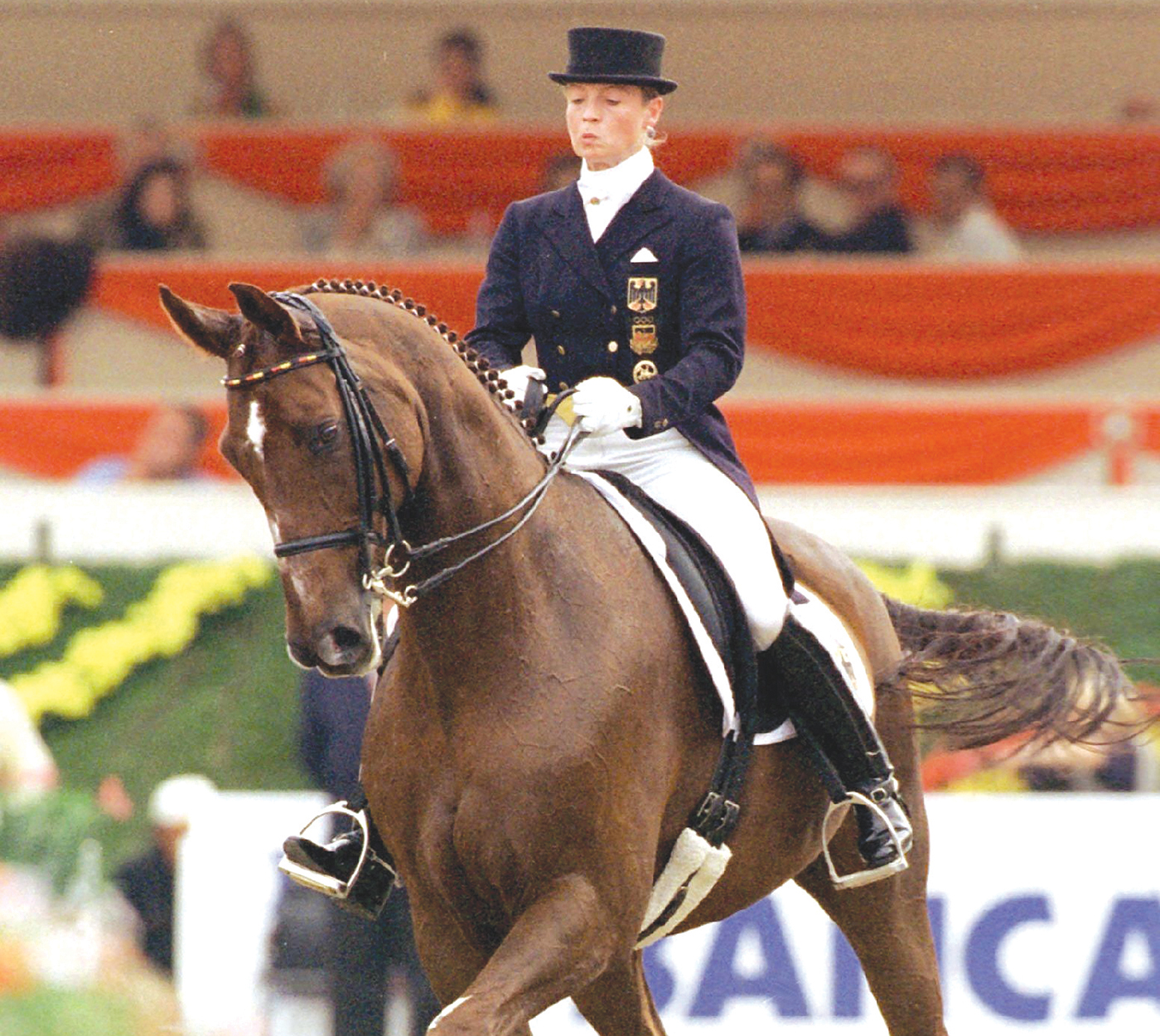 ROM06-19981001-ROME, ITALY: "Gigolo" ridden by Isabell Werth of Germany during record-breaking dressage performance at the world equestrian championship in Rome 01 October. Werth gained the record of 1945 points paving the way for the German title win of t |