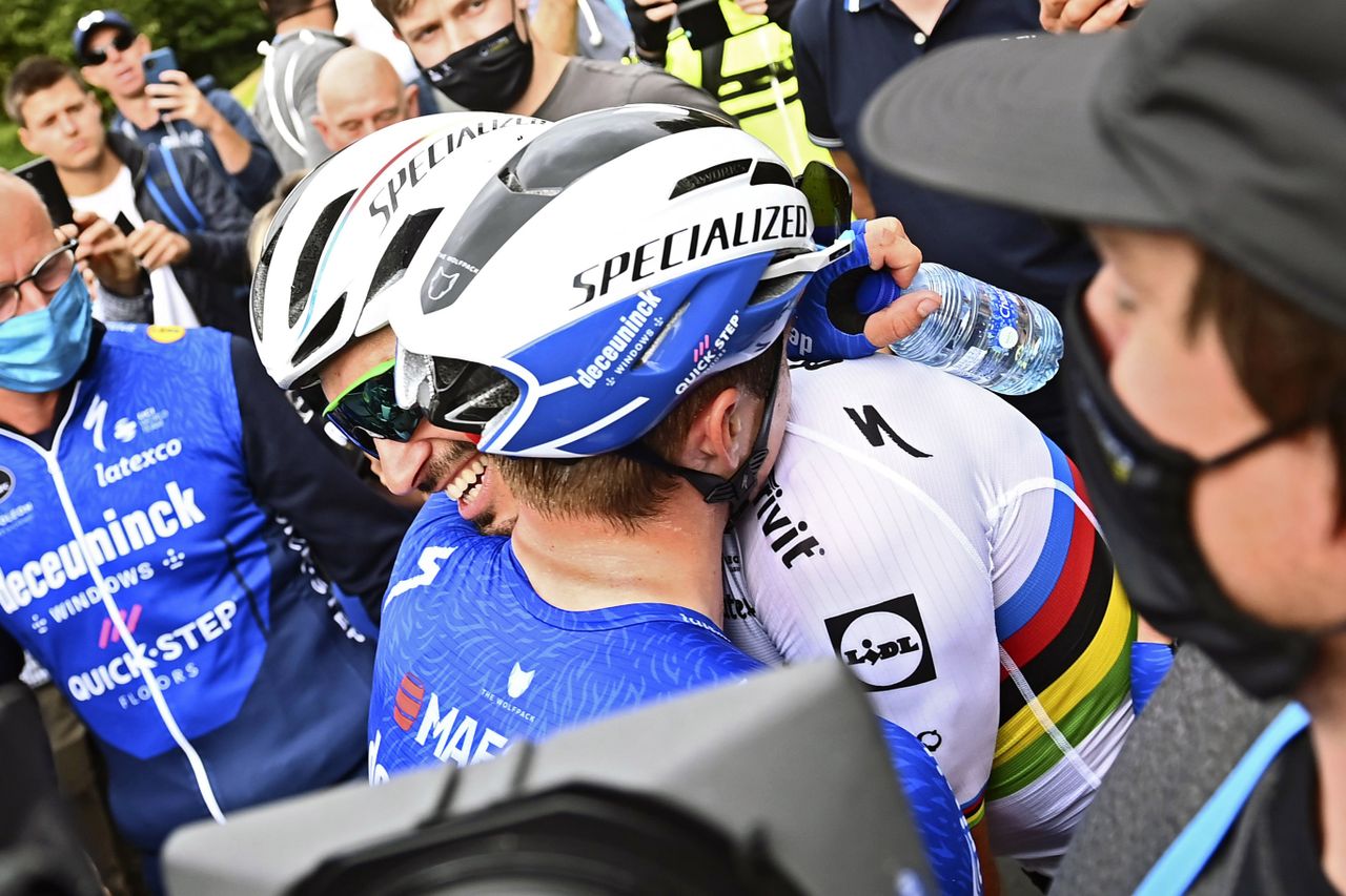 Druivenkoers - Overijse 2021 - 61st Edition - Overijse - Overijse 192 km - 26/08/2021 - Remco Evenepoel (BEL - Deceuninck - Quick-Step) - Julian Alaphilippe (FRA - Deceuninck - Quick-Step) - photo Gregory Van Gansen/PN/BettiniPhoto&Acirc;&copy;2021