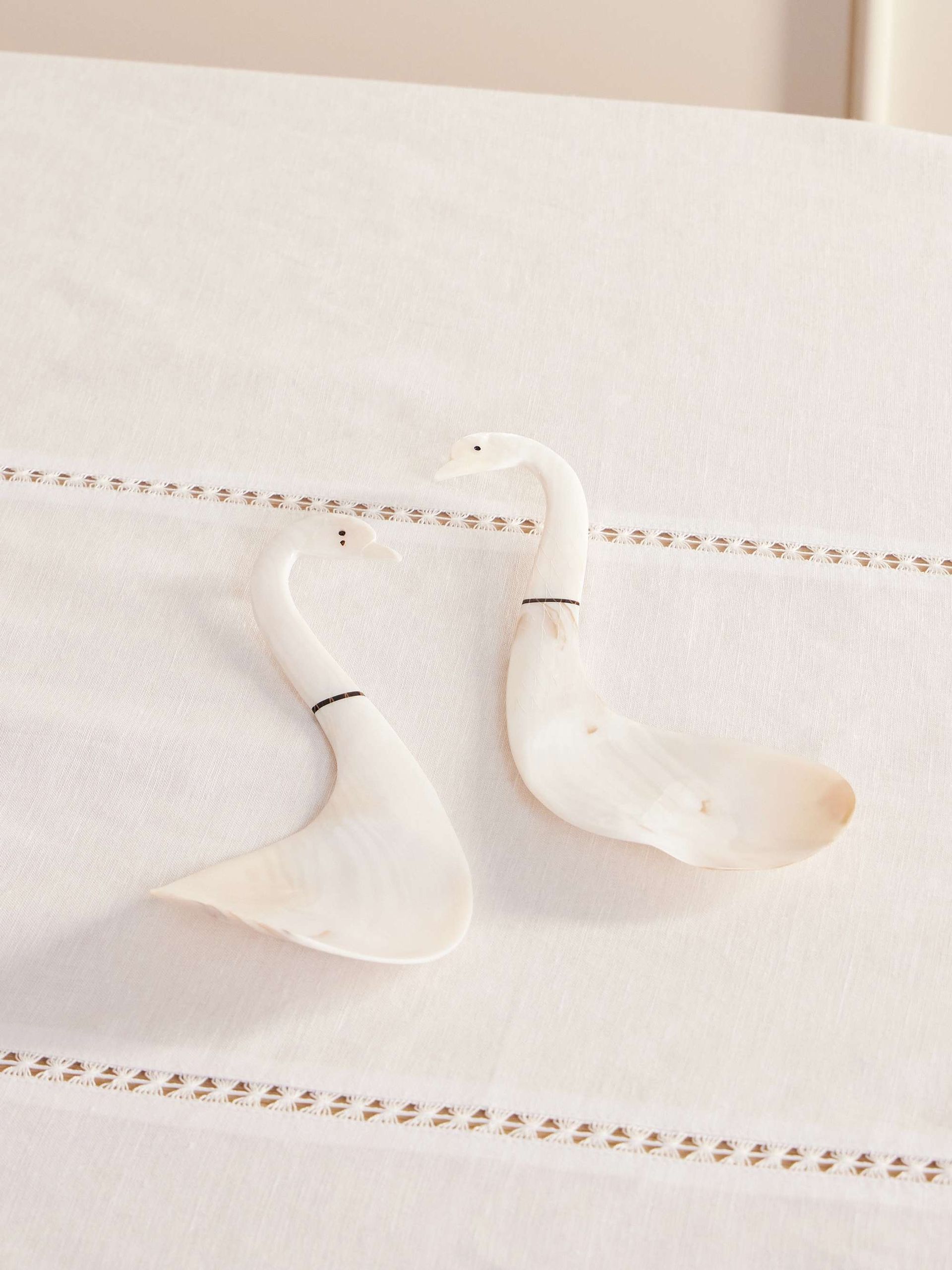 Swan Set-Of-Two Mother-Of-Pearl Serving Spoons