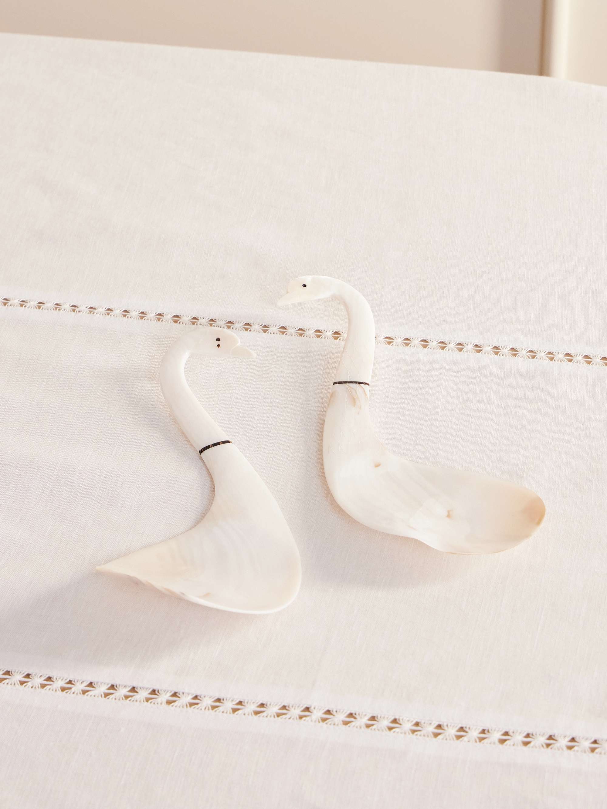 Swan Set-Of-Two Mother-Of-Pearl Serving Spoons