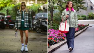 How to clean white canvas sneakers: Camille Charrière and Katie Holmes