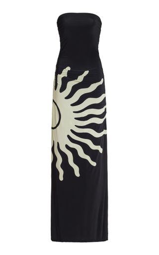 Exclusive Daphne Strapless Printed Jersey Maxi Dress