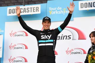 Danny van Poppel after winning stage two of the Tour de Yorkshire 2016 stage two