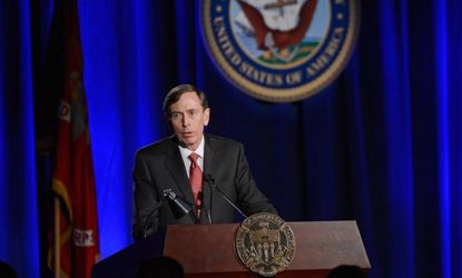 Petraeus received a standing ovation from a perhaps more sympathetic military audience. 