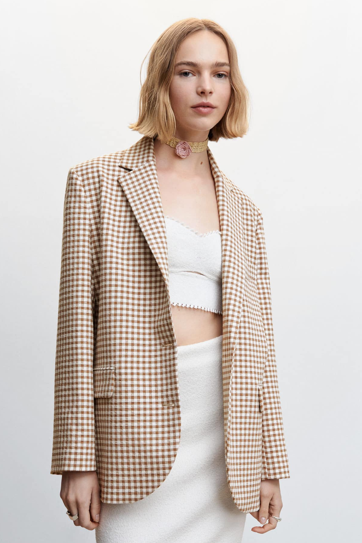 Mango Gingham Blazer 