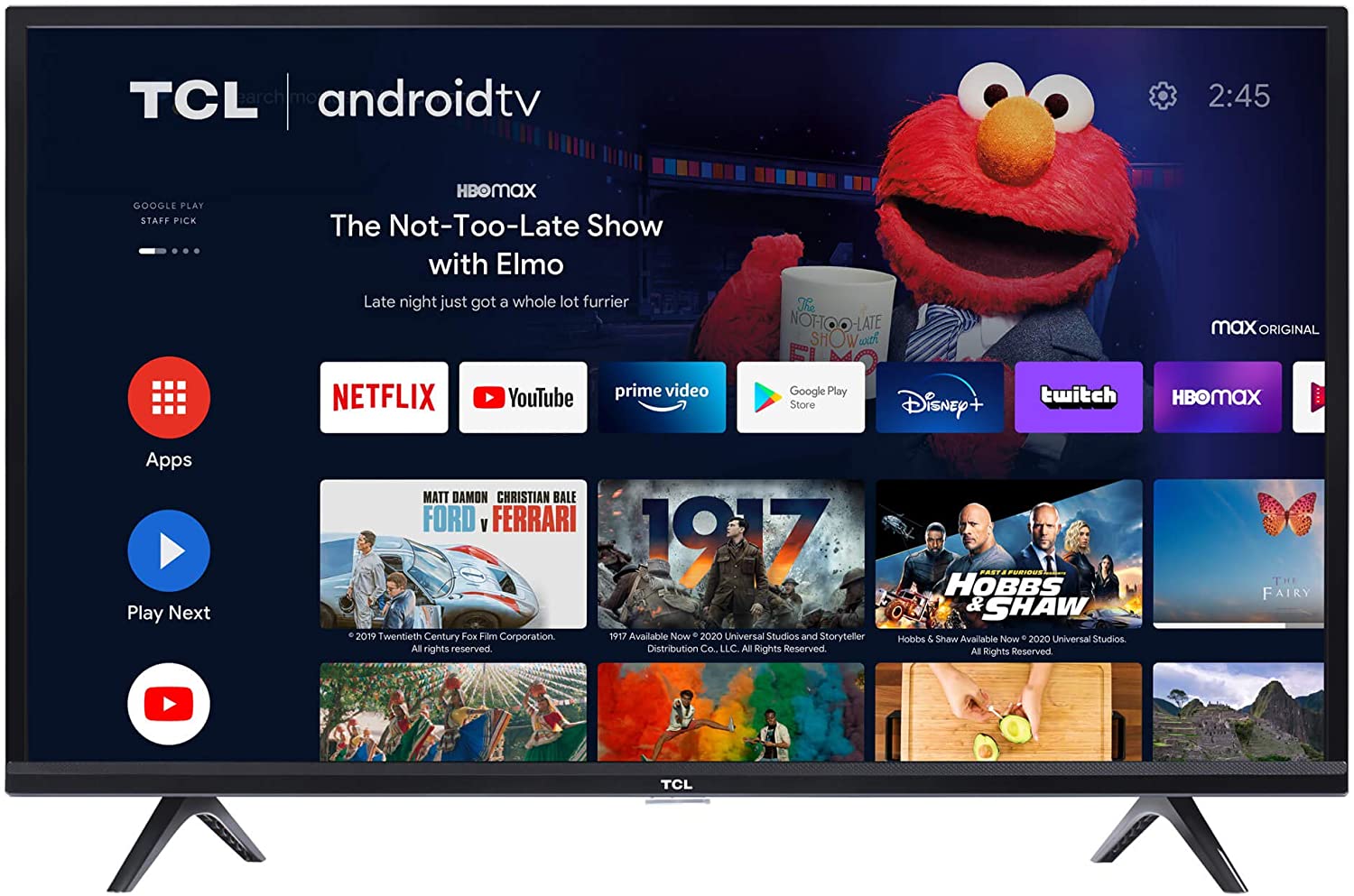 The TCL 3-Series Android TV on a white background