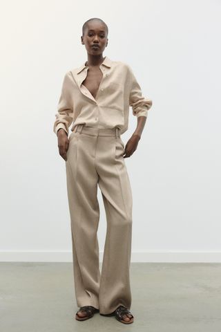 Darted Straight-Leg Trousers