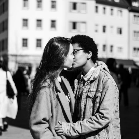 Photograph, Black-and-white, White, Black, People, Monochrome, Monochrome photography, Kiss, Snapshot, Interaction, 