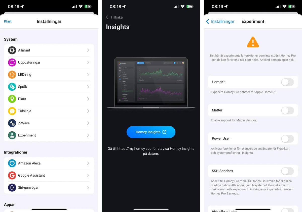 Homey app anv&auml;nd med en Homey Pro (2023)