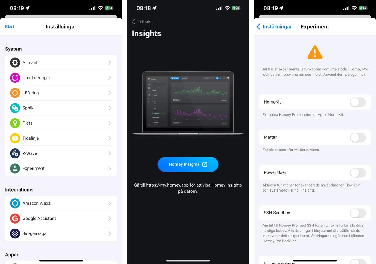 Homey app anv&auml;nd med en Homey Pro (2023)