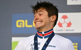 Cameron Mason reacts after taking the silver medal at the European Cyclocross championships