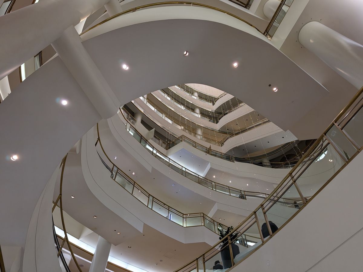 Westfield Shopping Center spiral ramp shot by Pixel 9 Pro