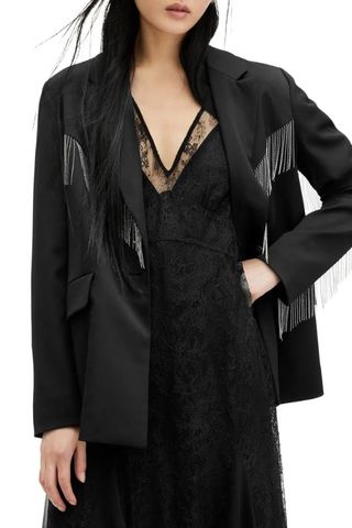 Franky Fringe Detail Satin Blazer