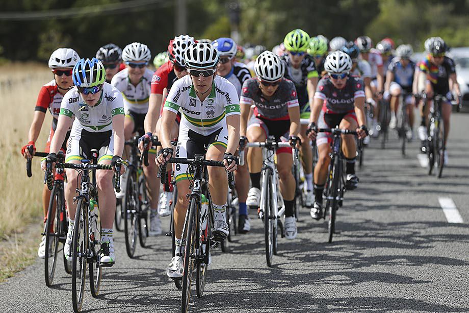The Australian National team on the front early on in the stage