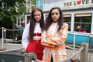 Juliet Nightingale is upset by Nadira's behaviour in Hollyoaks. 