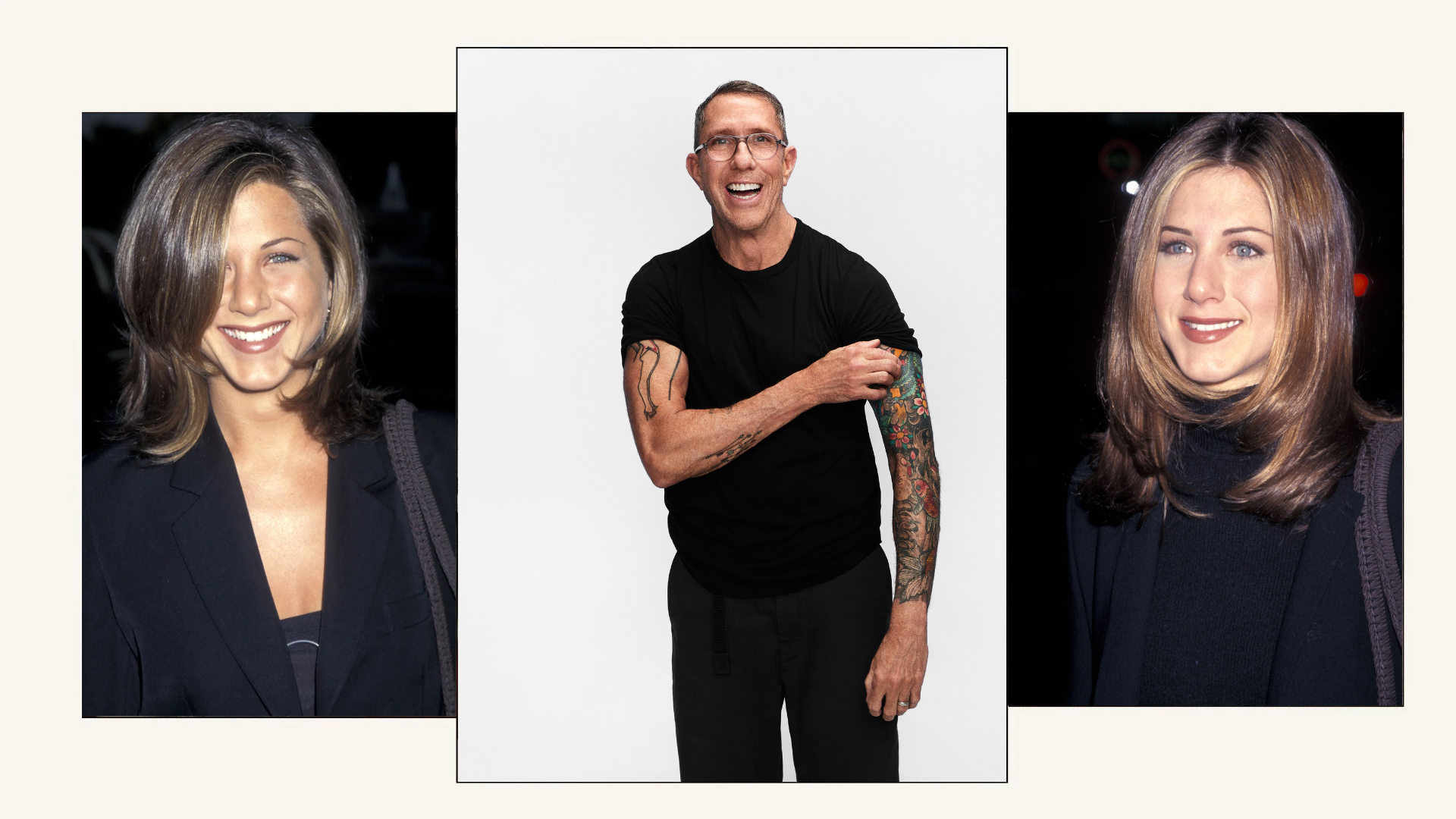 Collage of Chris McMillan and Jennifer Aniston.