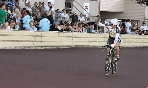 Shane Perkins won the Men's Keirin race, the only men's UCI event of the day.
