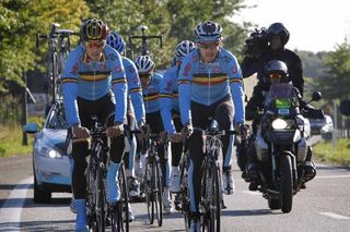 Tom Boonen leads the Belgian training ride